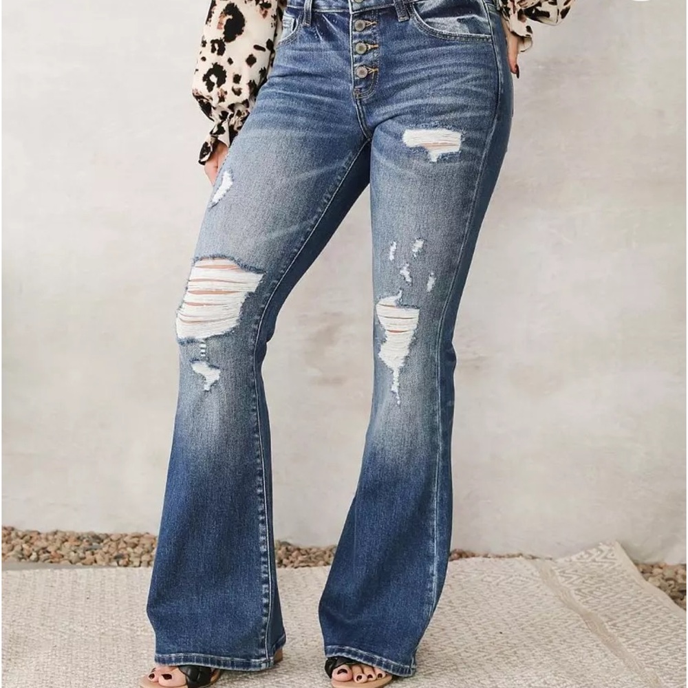 Kancan Mid-rise flare jeans